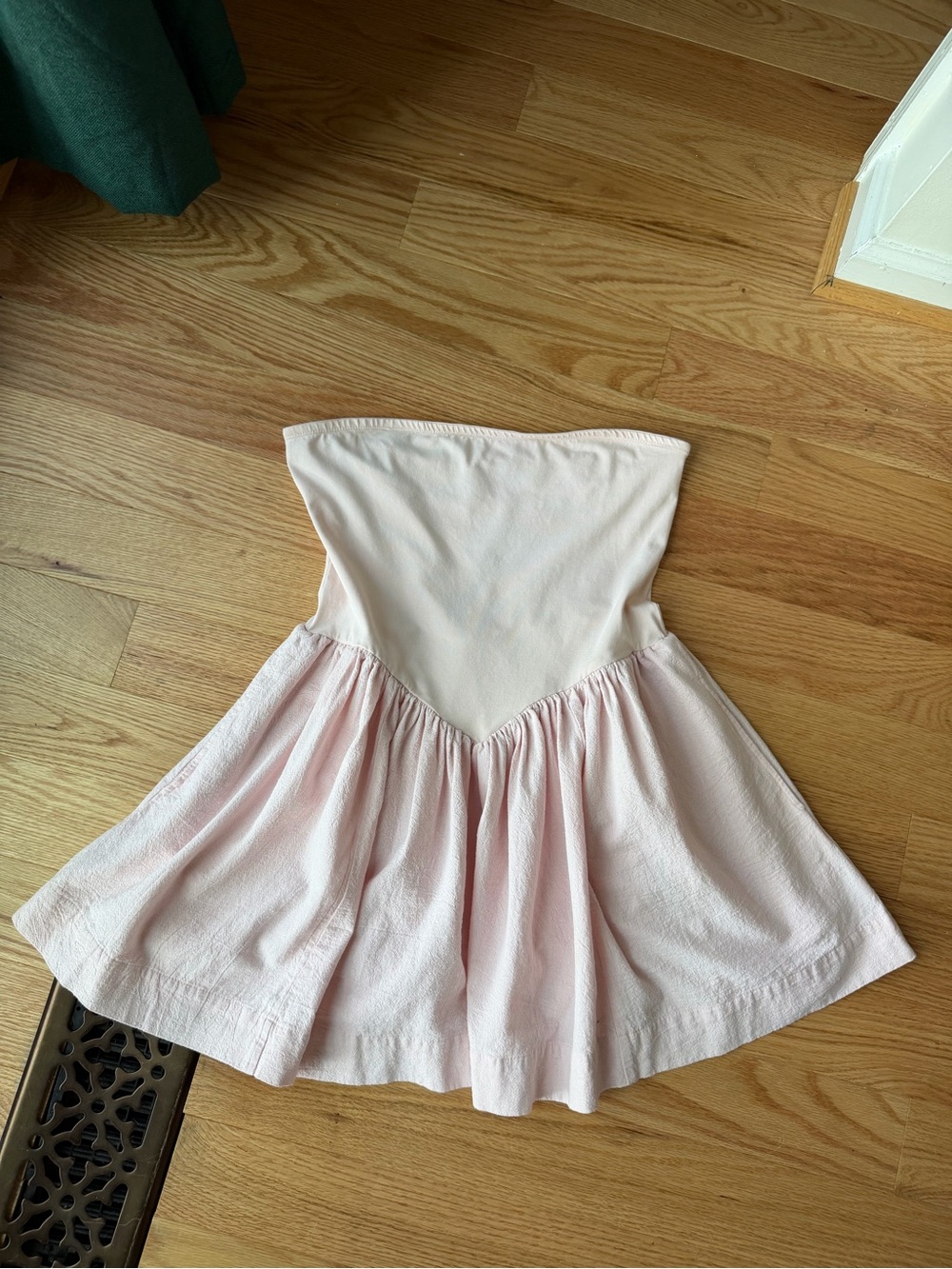 Free People Pink 100% Cotton Strapless Drop Waist Mini Dress M